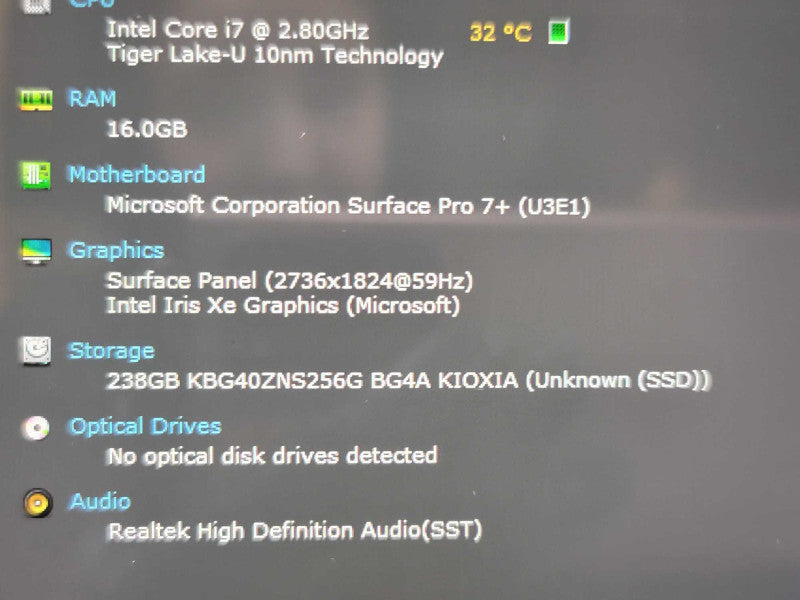Microsoft Surface Pro 7+ | i7-1165G7| 16GB DDR3| 256GB SSD w/ dock QÎ²