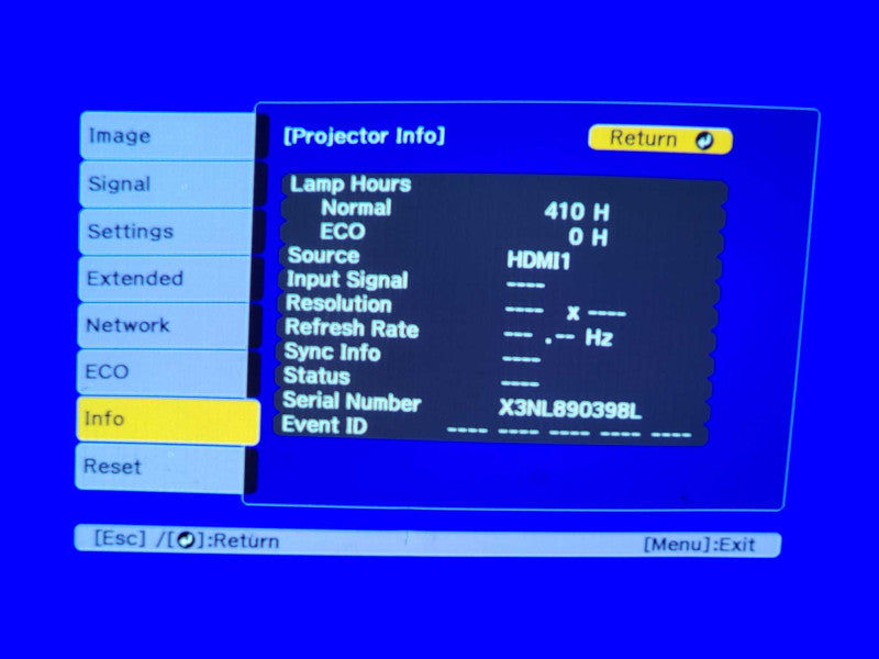 Epson/Crestron PowerLite 2250U Full HD WUXGA H871A Projector, 410 Hours _