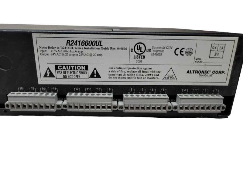 Altronix R2416600UL AC CCTV Rack Power Supply Q%