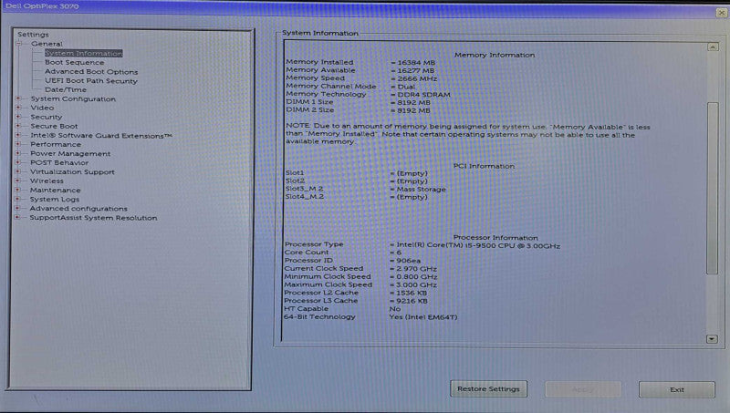 Dell OptiPlex 3070 SFF Desktop | i5-9500 @ 3.00GHz 16GB DDR4 256GB M.2 )