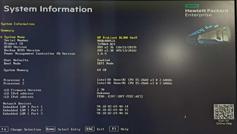 HP DL380 Gen9 2U Server | 2x Xeon E5-2660 V3 @ 2.60GHz 64GB DDR4 P440ar )