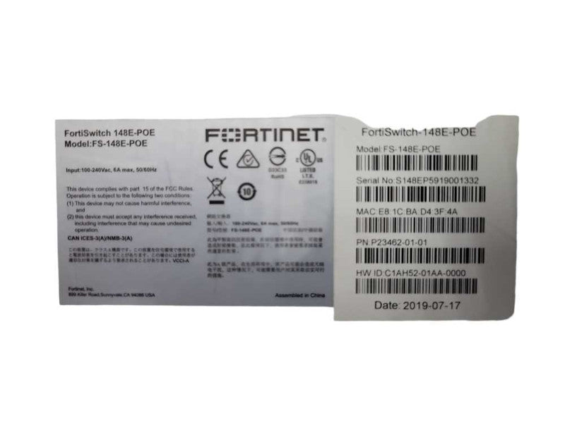 Fortinet FortiSwitch FS-148E-POE 48-Port PoE Managed Switch, READ _