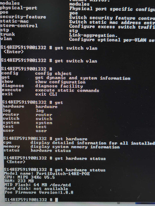 Fortinet FortiSwitch FS-148E-POE 48-Port PoE Managed Switch, READ _