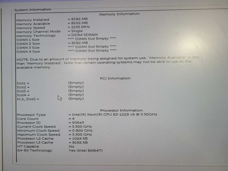 Dell precision T3620 Xeon E3-1225 V5 @ 3.30ghz 8gb ram / NO HDD/GPU !