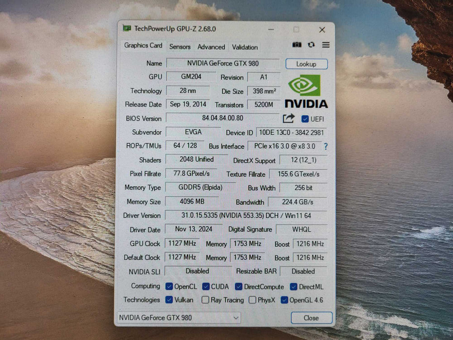 EVGA GeForce GTX 980 04G-P4-2981-KR 4GB GAMING w/ACX 2.0 )