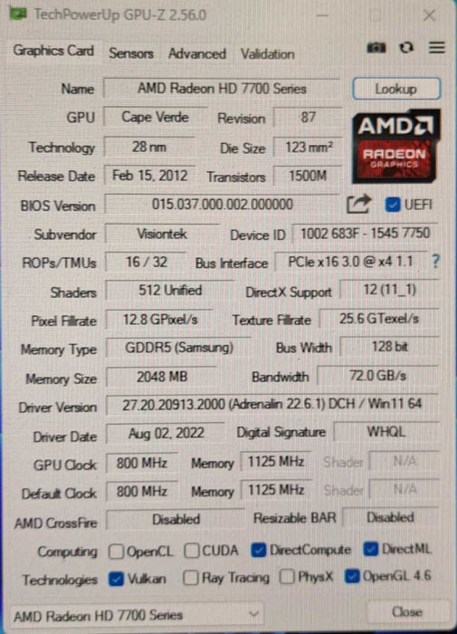 VisionTek Radeon 7750 | 2GB GDDR5 6M Graphics Card | 6x MiniDP  )