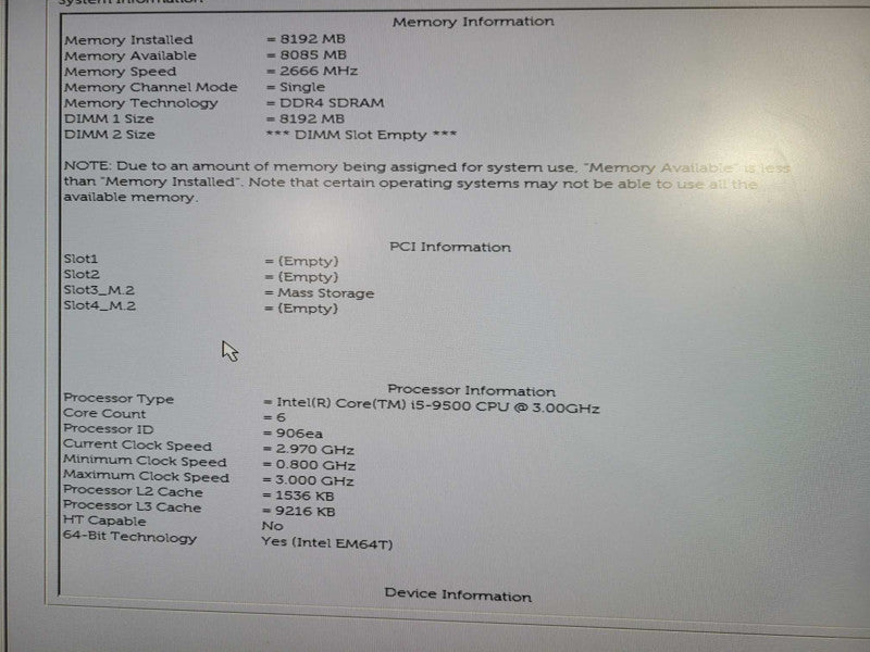 Dell OptiPlex 3070 SFF Desktop | i5-9500 @ 3.00GHz 8GB DDR4 256GB M.2 !