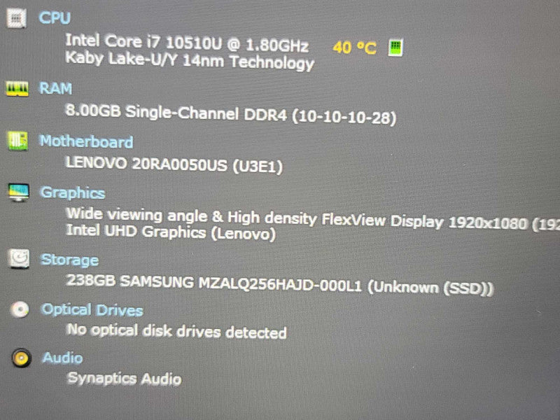 Lenovo ThinkPad E15 | i7-10510U| 8GB DDR4| 256GB SSD Î²