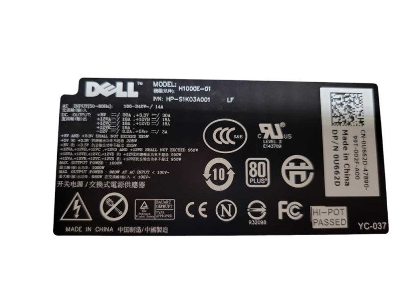 Dell 1000W PSU HP-S1K03A001 Alienware XPS inc. H1000E-01 -1000W PSU %