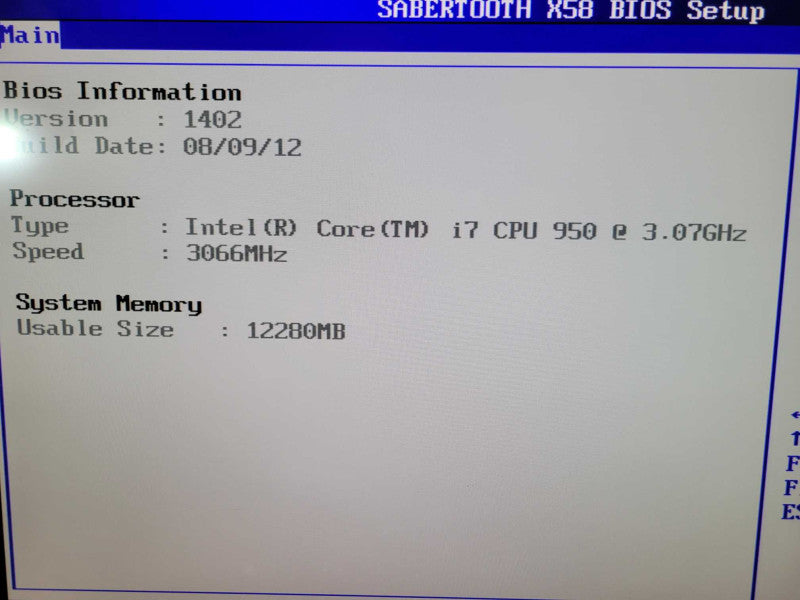 Intel Core i7-950 | ASUS SABERTOOTH X58 | 12GB RAM | 1I/O Plate %