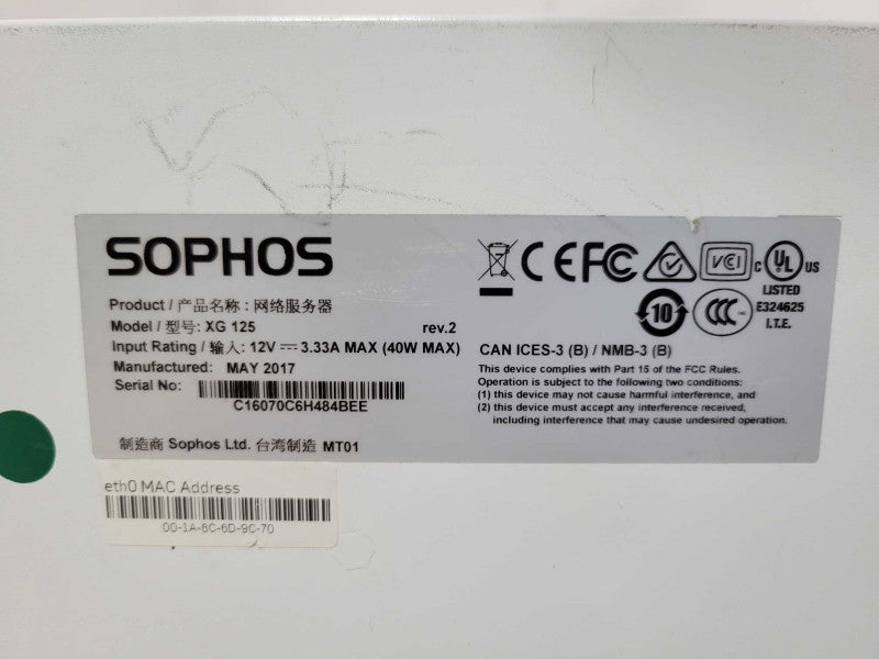 Sophos XG 125 Rev.2 Security appliance. READ  _