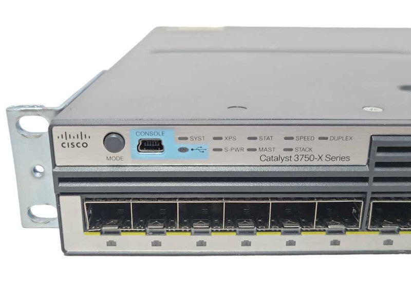 Cisco WS-C3750X-24S-S 24-Port GbE SFP ipbase w/ 2x PSU C3Kx-NM-10G Module SEE _