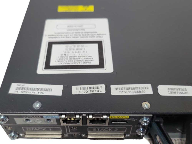 Cisco WS-C3750X-24S-S 24-Port GbE SFP ipbase w/ 2x PSU C3Kx-NM-10G Module SEE _