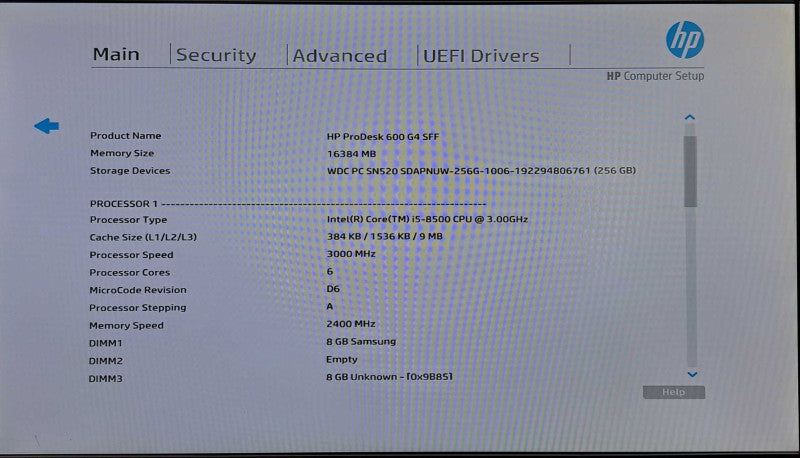 HP ProDesk 600 G4 SFF Desktop | i5-8500 @ 3.00GHz 16GB DDR4 256GB M.2 )