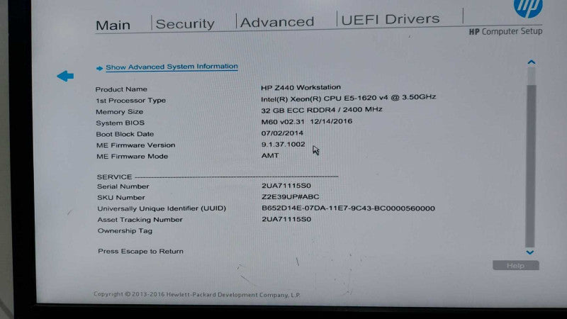 HP Z440 Workstation Xeon E5-1620 V4 @ 3.50ghz / 32gb ram !