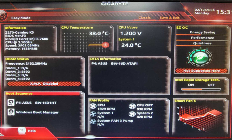 Custom/Gigabyte tower PC, Core I5-7600 3.5GHz, 16GB RAM, Radeon RX460 GPU SEE _