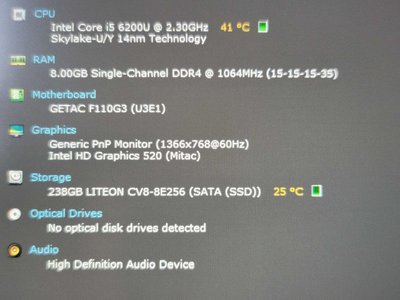 Getac F110 G3| i5-6200U| 8GB DDR3| 256GB SSD| NO BATTERY/ STYLUS  Î²