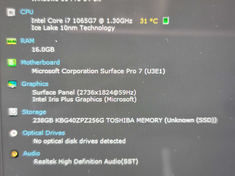 Microsoft Surface Pro 7 | i7-1065G7| 16GB RAM| 256GB SSD Î²