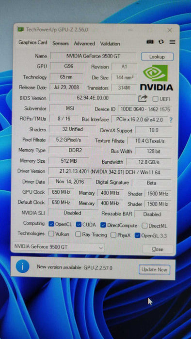 MSI NVIDIA GeForce 9500GT 512MB PCIE %