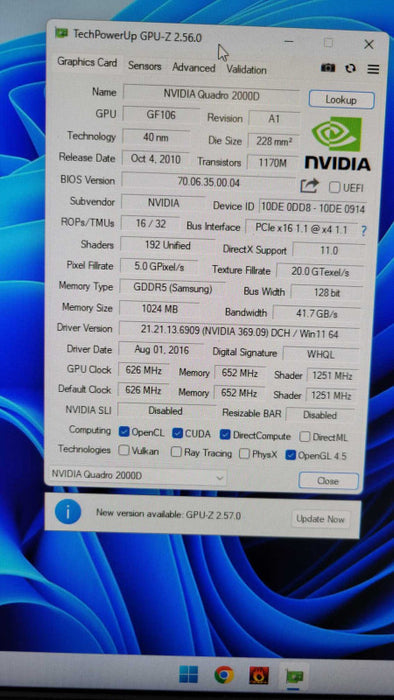 PNY NVIDIA QUADRO 2000D 1GB PCIE %