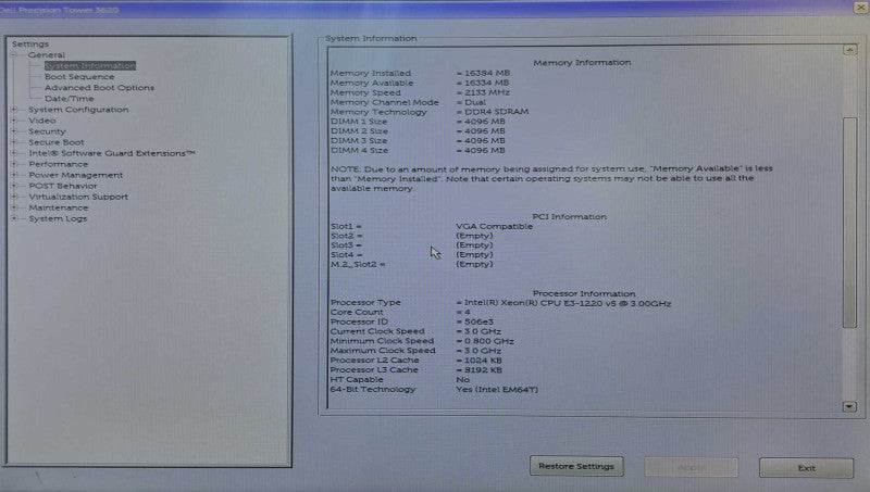 Dell Precision T3620 WS | Xeon E3-1220 v5 @ 3.00GHz 16GB DDR4 W5100 GPU )