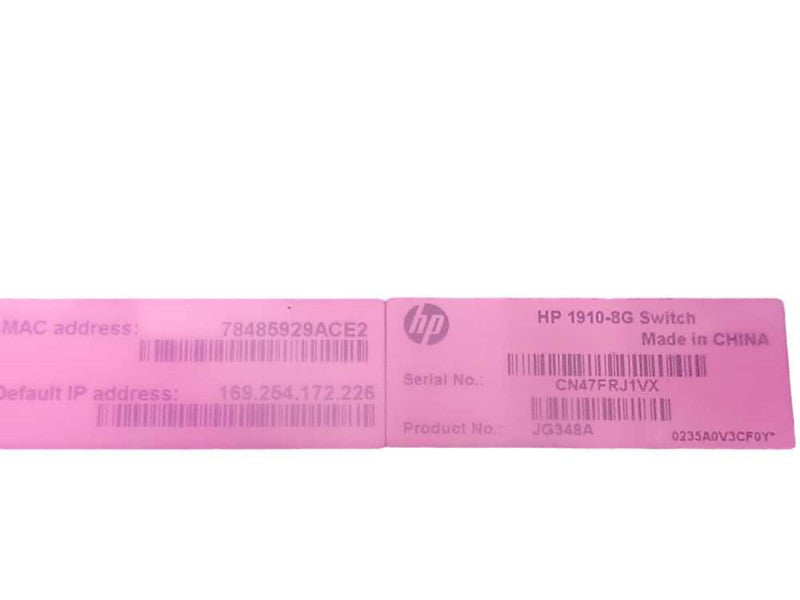 Open-Box HP JG348A 1910-8G 8-Port Gigabit Switch, READ _
