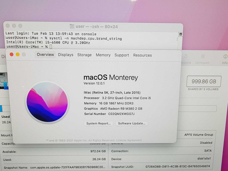 Apple iMac Retina 5K 2015 27\\" Core i5-6500 @ 3.2GHz 16GB DDR3 1TB HDD Radeon R9 M380 2GB (