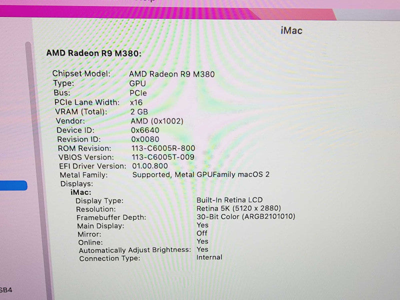 Apple iMac Retina 5K 2015 27\\" Core i5-6500 @ 3.2GHz 16GB DDR3 1TB HDD Radeon R9 M380 2GB (