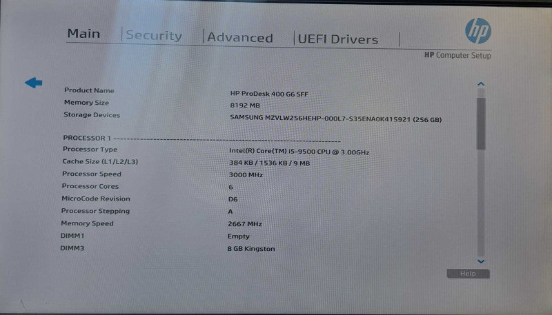 HP ProDesk 400 G6 SFF Desktop | i5-9500 @ 3.00GHz 8GB DDR4 256GB NVMe )