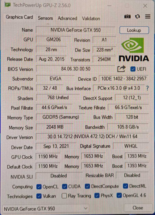 EVGA GeForce GTX 950 2GB SSC GAMING Graphics Card | 02G-P4-2957-KR )