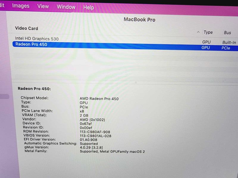 Apple Macbook Pro 2016 15\\" Core i7-6700HQ @ 2.6GHz 16GB DDR3 250GB SSD Radeon (