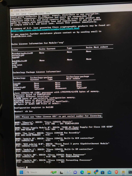 Cisco ISR4331/K9 V05 Enterprise Service Router Not Affected Q$