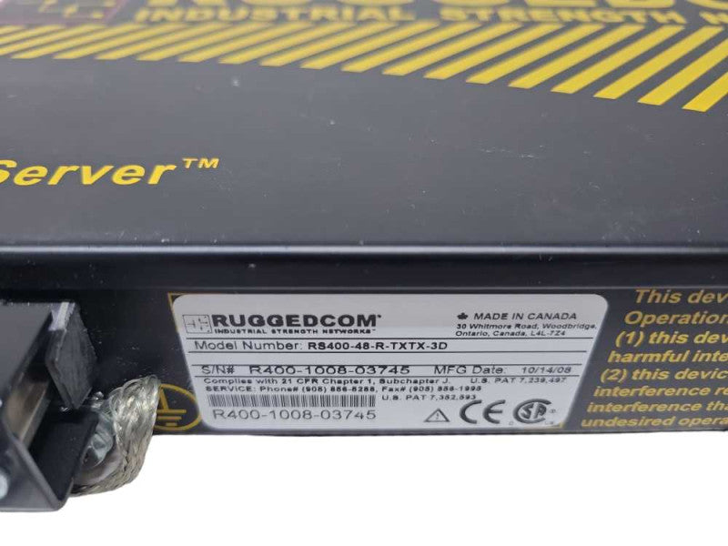 Ruggedcom RS400 Ethernet Converter Rugged Server RS400-48-R-TXTX-3D %