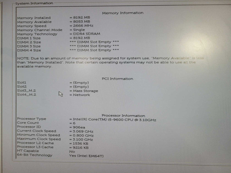 Dell OptiPlex 7070 SFF i5-9600 @ 3.10GHz 8GB DDR4 256GB NVMe !