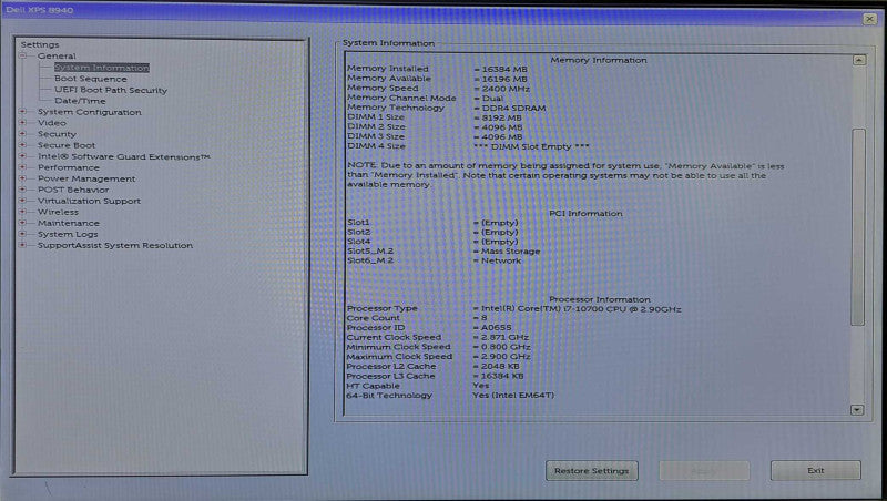 Dell XPS 8940 Tower Desktop | i7-10700 @ 2.90GHz 16GB DDR4 256GB NVMe  )