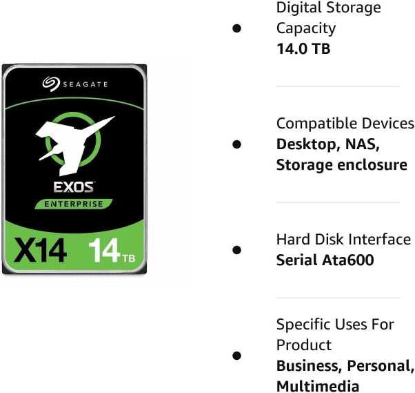 Seagate EXOS X14 ST14000NM0018 14TB 256MB 7200rpm 3.5\\" SATA 6Gb/s Enterprise  :