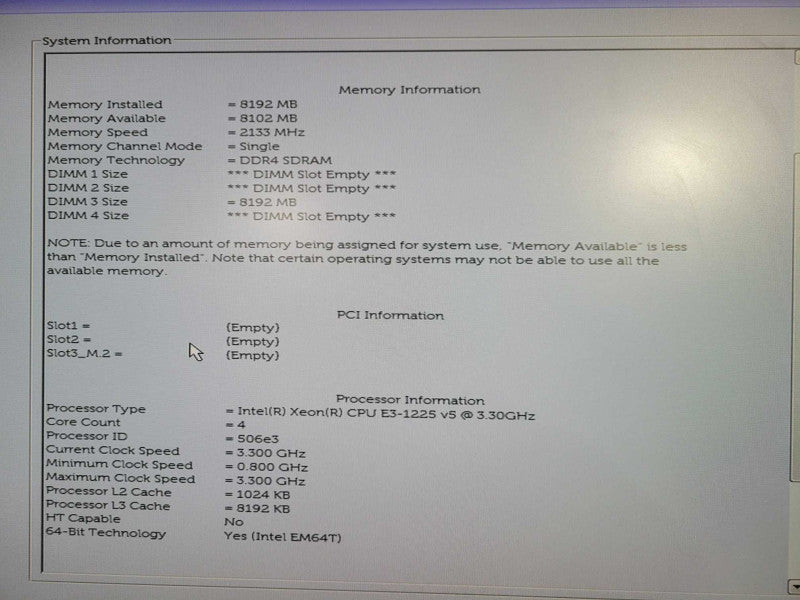 Dell Precision 3420 Tower, Intel Xeon E3 -1225v5 3.3GHz,8GB DDR4 RAM !