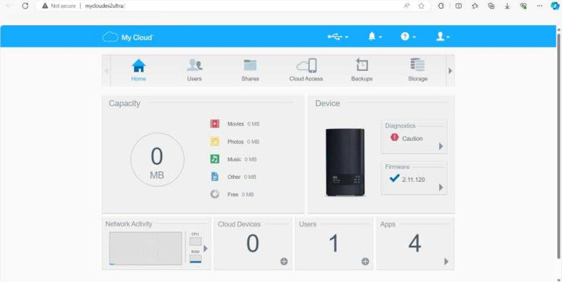 WD 4TB My Cloud EX2 Ultra Network Attached Storage, w/ Toshiba AC Adapter