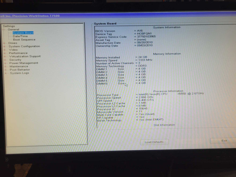 Dell Precision T7500 1x Xeon X5550 2.67GHZ QC, 24GB RAM 1TB HDD Quadro 4000 _