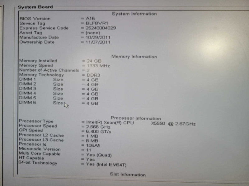 Dell Precision T7500 1x Xeon X5550 2.67GHZ QC, 24GB RAM 1TB HDD Quadro 4000 !