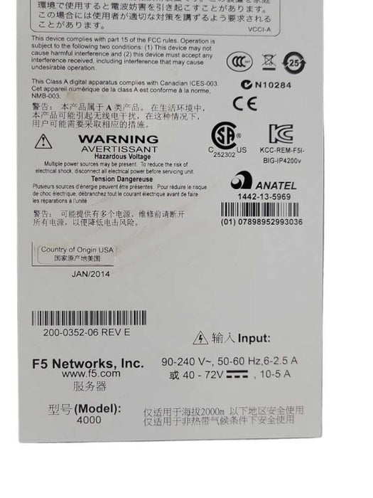 F5 Networks BIG-IP 4000 Local Traffic Manager Load Balancer 2x PSU READ Q_