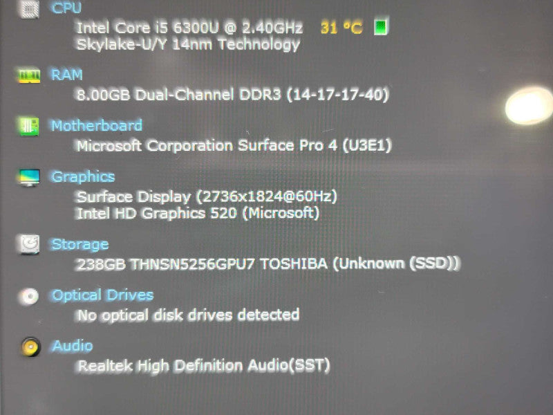 Microsoft Surface Pro 4 | i5-6300U| 8GB DDR3| 256GB SSD  QÎ²