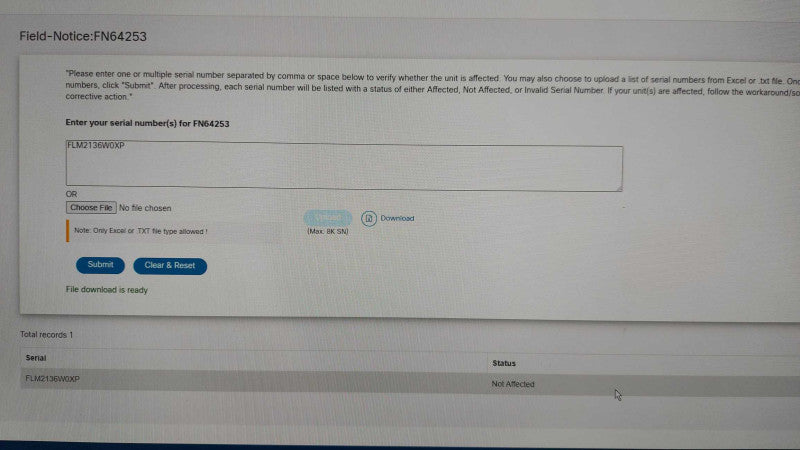 Cisco ISR4331/K9 V04 Enterprise Integrated Service Router, Not Affected