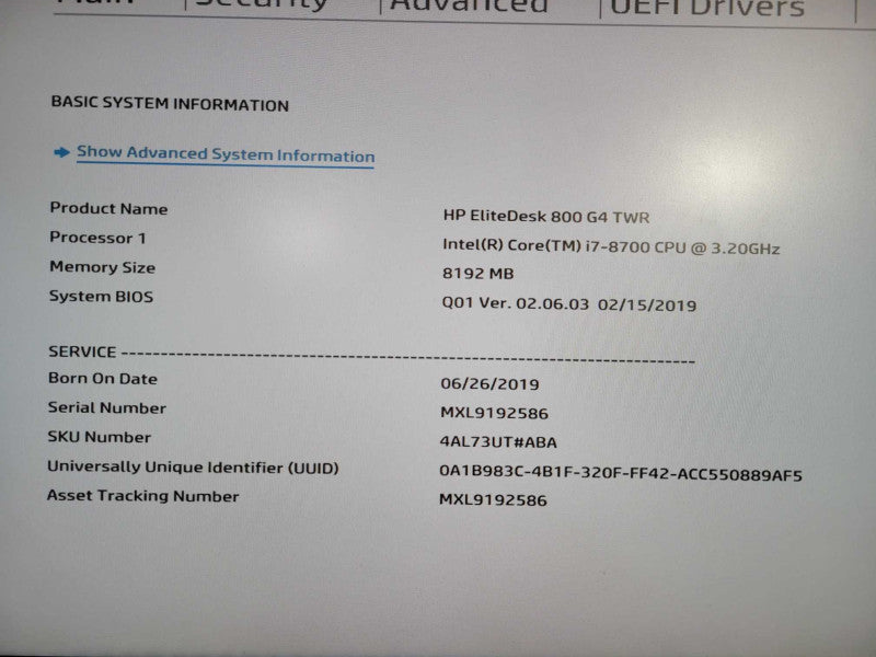 HP EliteDesk 800 G4 SFF i7-8700 @ 3.20GHz 8GB DDR4 256GB NVme !