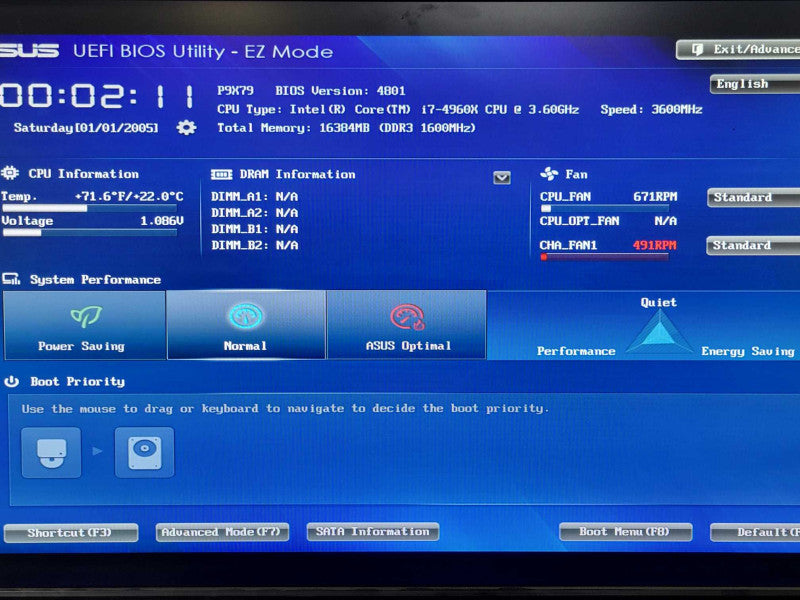 Custom/Asus P9X79, Core I7-4960X 3.6GHz, 16GB RAM, 1TB HDD, 620 Watt PSU _