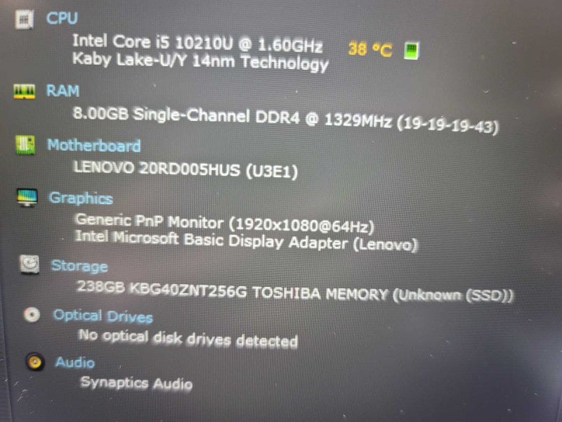 Lenovo ThinkPad E15| i5-10210U| 8GB DDR4| 256GB SSD  Î²