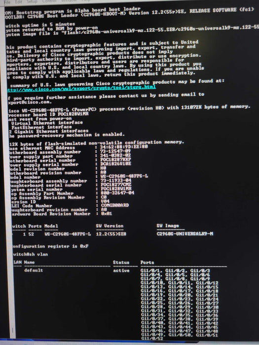 Cisco 2960-S WS-C2960S-48FPS-L 48-Port PoE+ Managed Gigabit Switch Q_