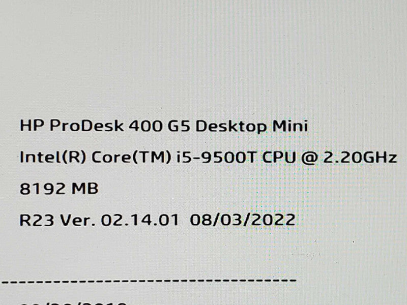 HP Prodesk 400 G5 USFF i5-9500T 8GB RAM No HDD |