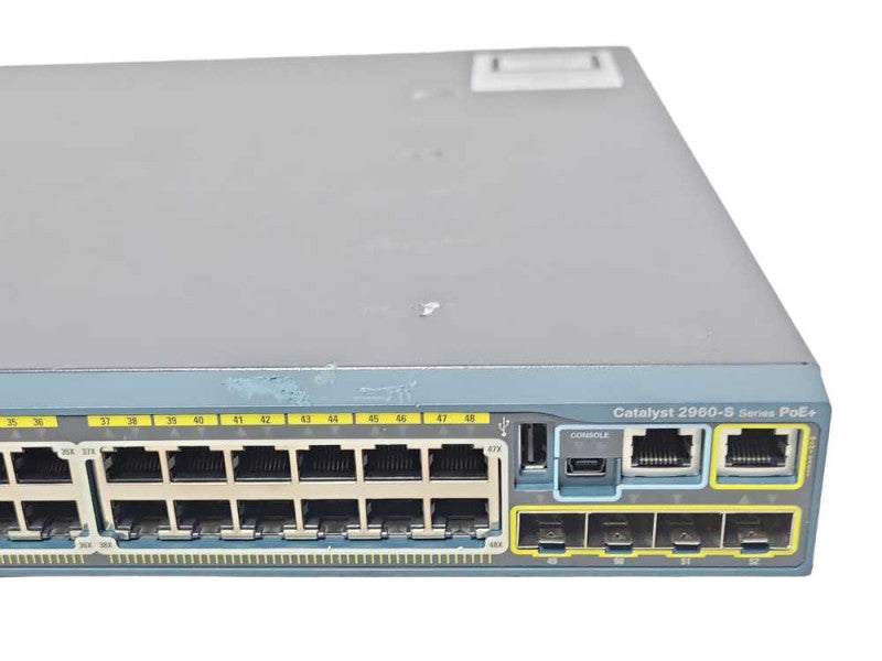 Cisco WS-C2960S-48FPS-L V03 48-Port PoE+ Managed Gig Switch w/ C2960S-Stack Q_