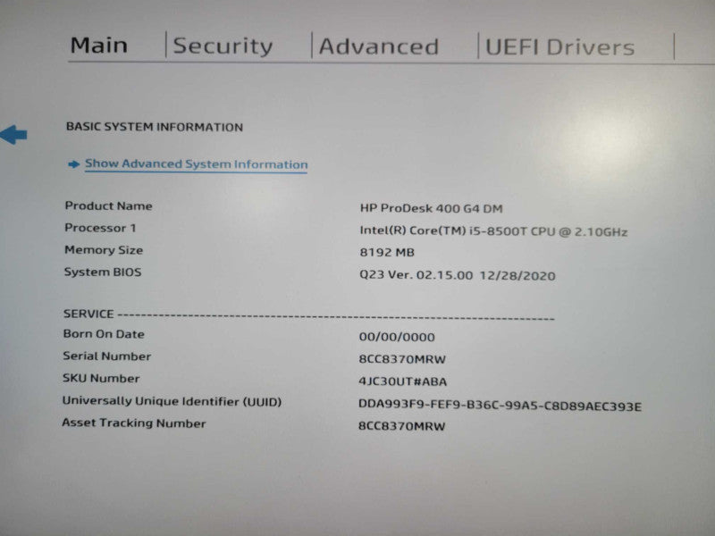 HP ProDesk 400 G4 USFF Desktop i5-8500T 8GB RAM 256GB NVMe !